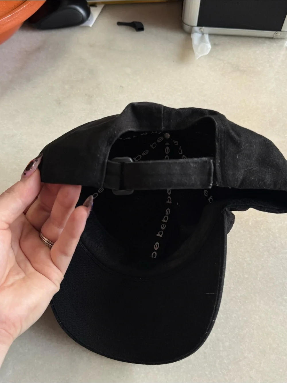 Y2K Bebe black rhinestone bedazzled ball cap